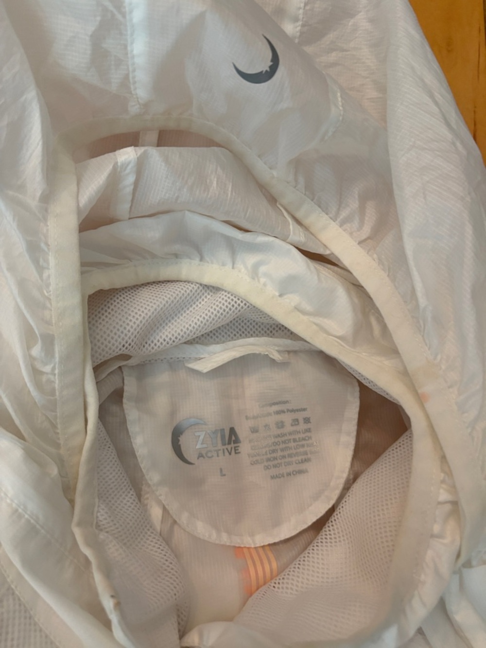 Zyia Beach Cycling Hiking  L* Ghost Trainer White 1/2 Zip Windbreaker Jacket - Picture 2 of 3